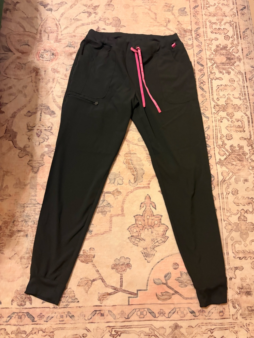 med couture grey & pink drawstring scrub